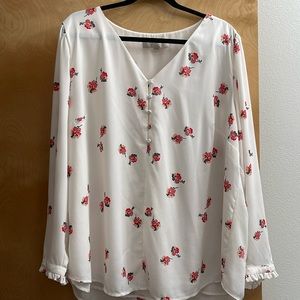 EUC LOFT SZ 20 Blouse - Off White Print. Cute!!!